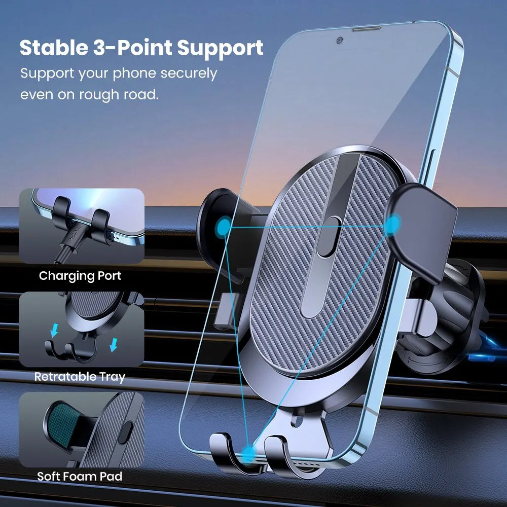 Car Phone Holder - Stable, Quick Release, 360° Rotation, Air Vent Installation